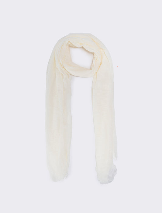Foulard unito con frange eleganti - Bianco