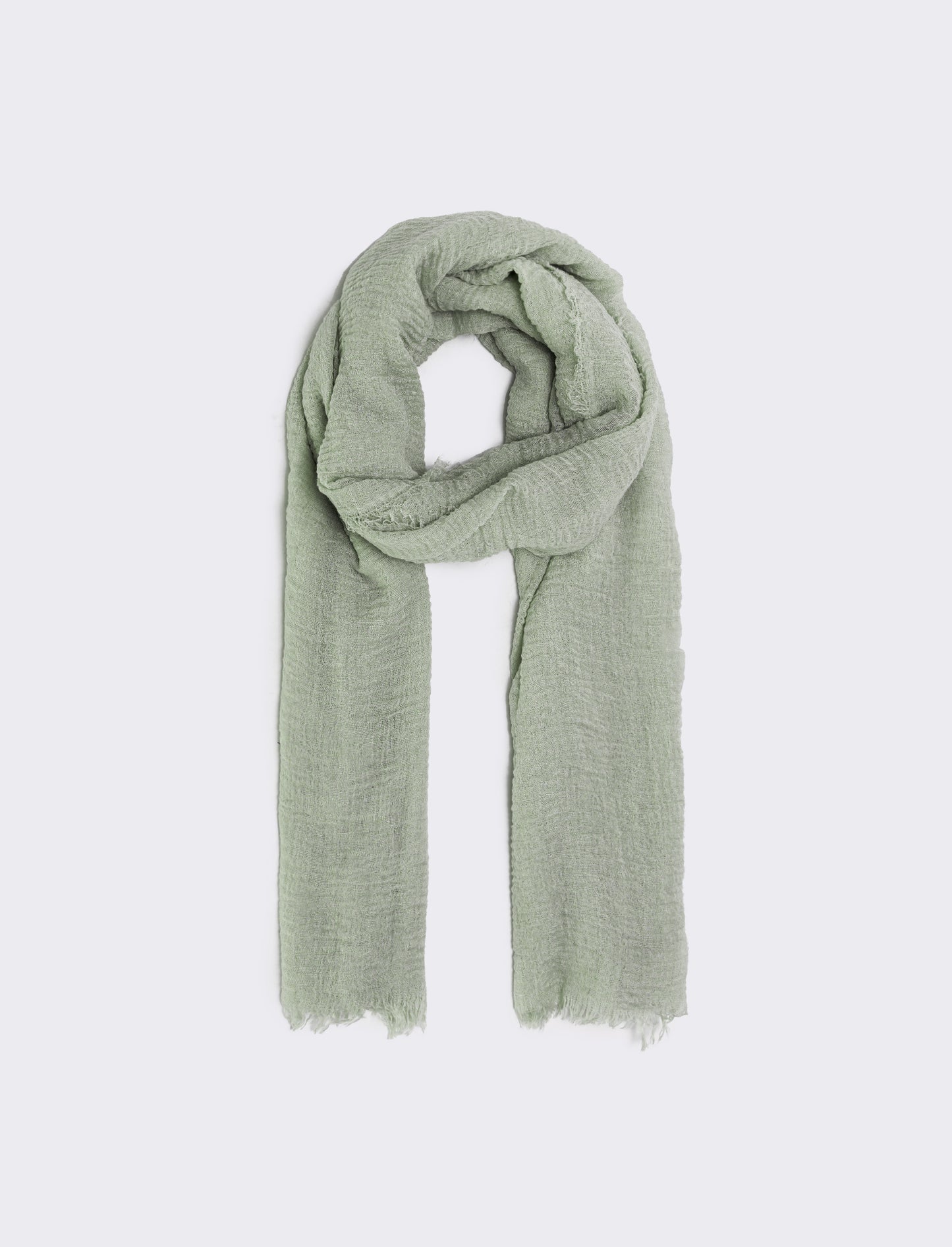 Solid scarf with elegant fringes - Green