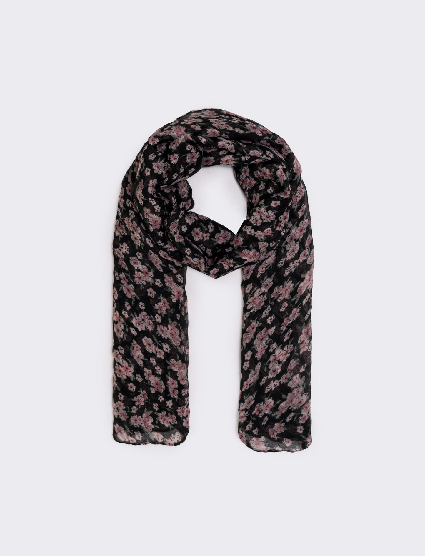 Foulard basic con stampa floreale - Nero