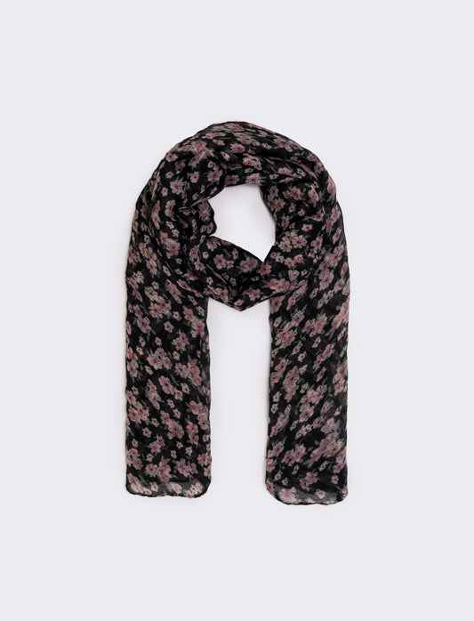 Foulard basic con stampa floreale - Nero