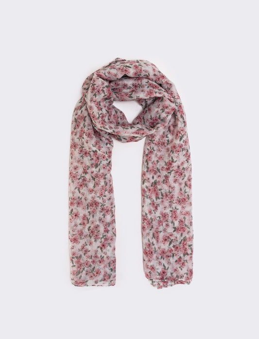 Foulard basic con stampa floreale - Bianco