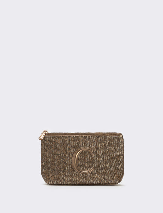Pochette effetto paglia con lettera - var 2