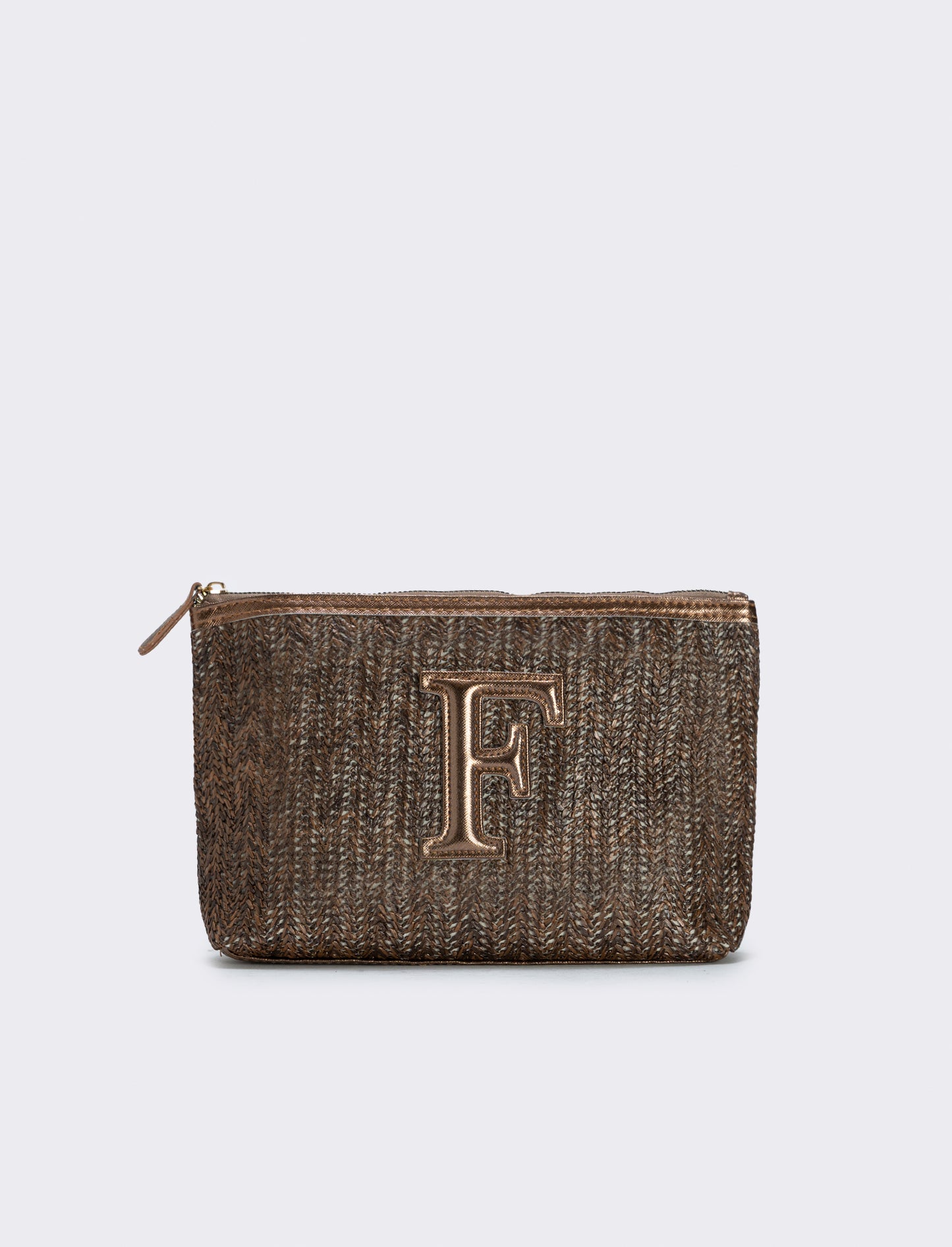 Pochette effetto paglia con lettera - var 3