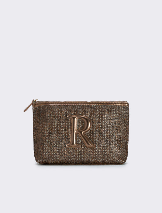 Pochette effetto paglia con lettera - Var 6