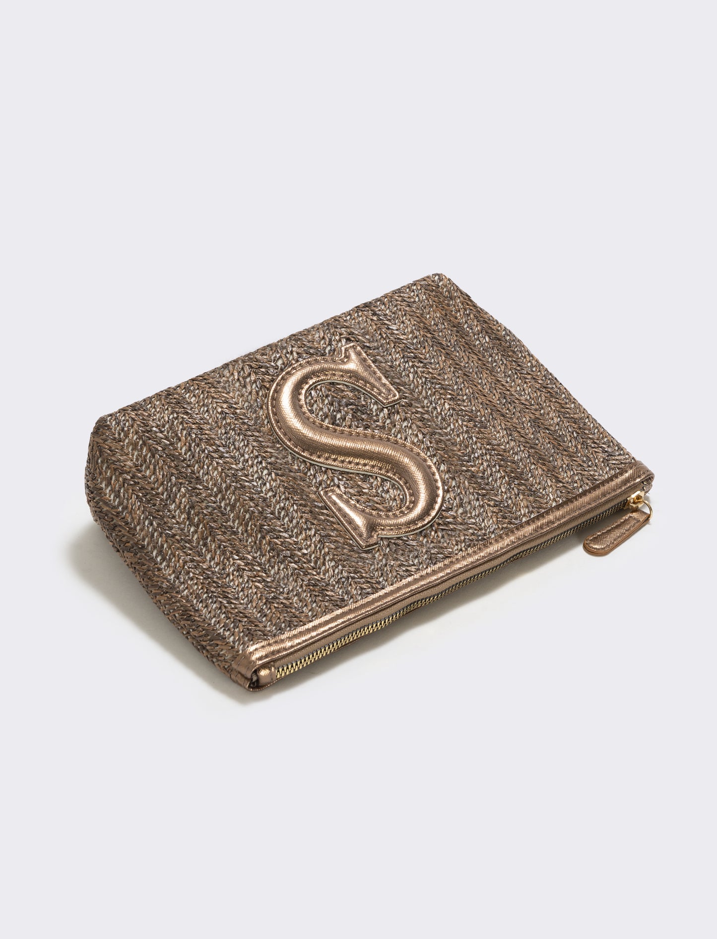 Pochette effetto paglia con lettera - Var 7