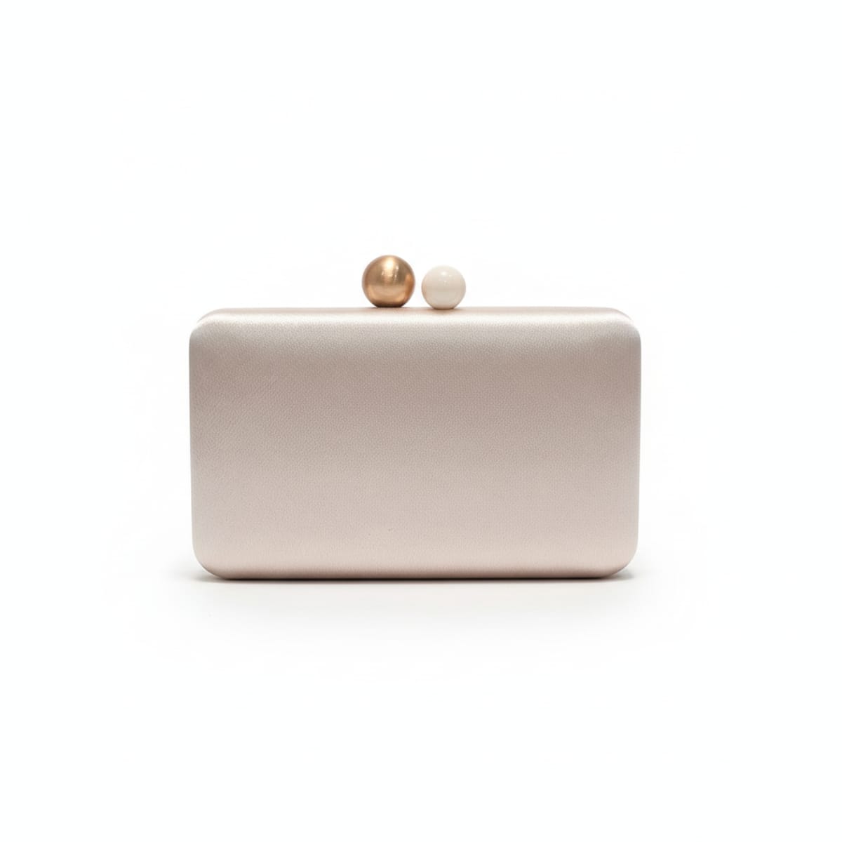 Pochette borsa donna rigida satin chiusura palline - Bianco perla