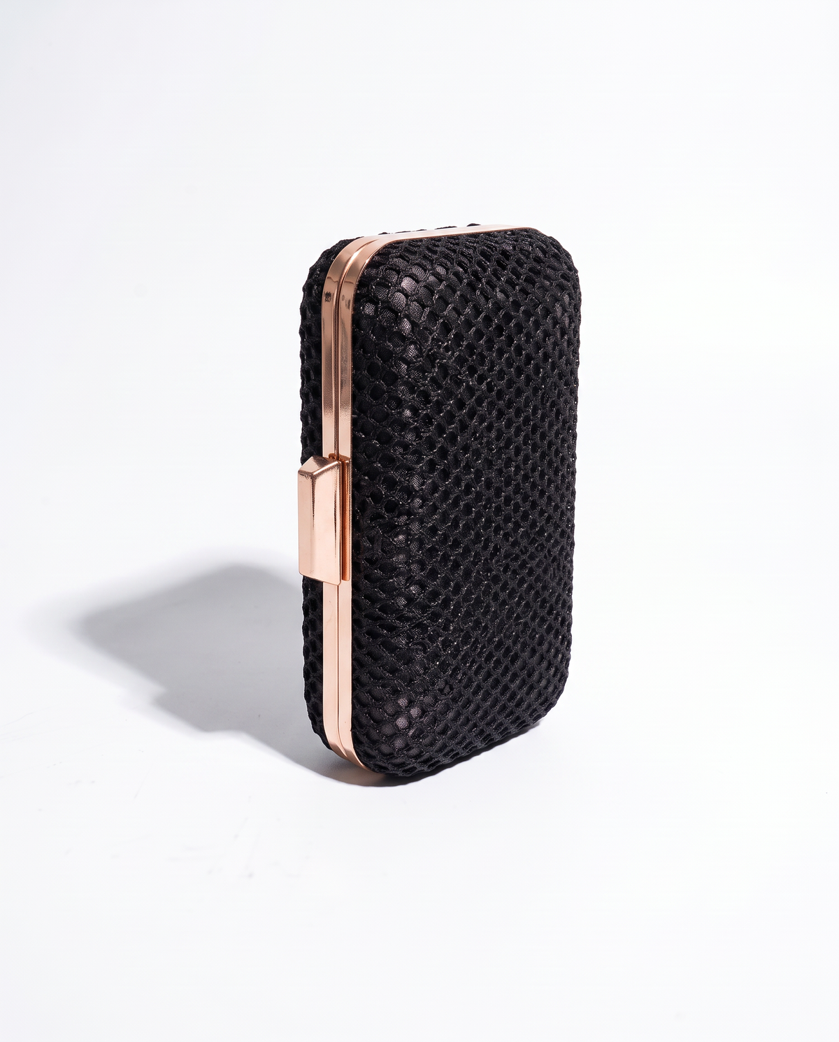 Pochette borsa donna rigida carta intrecciata +satin - Nero
