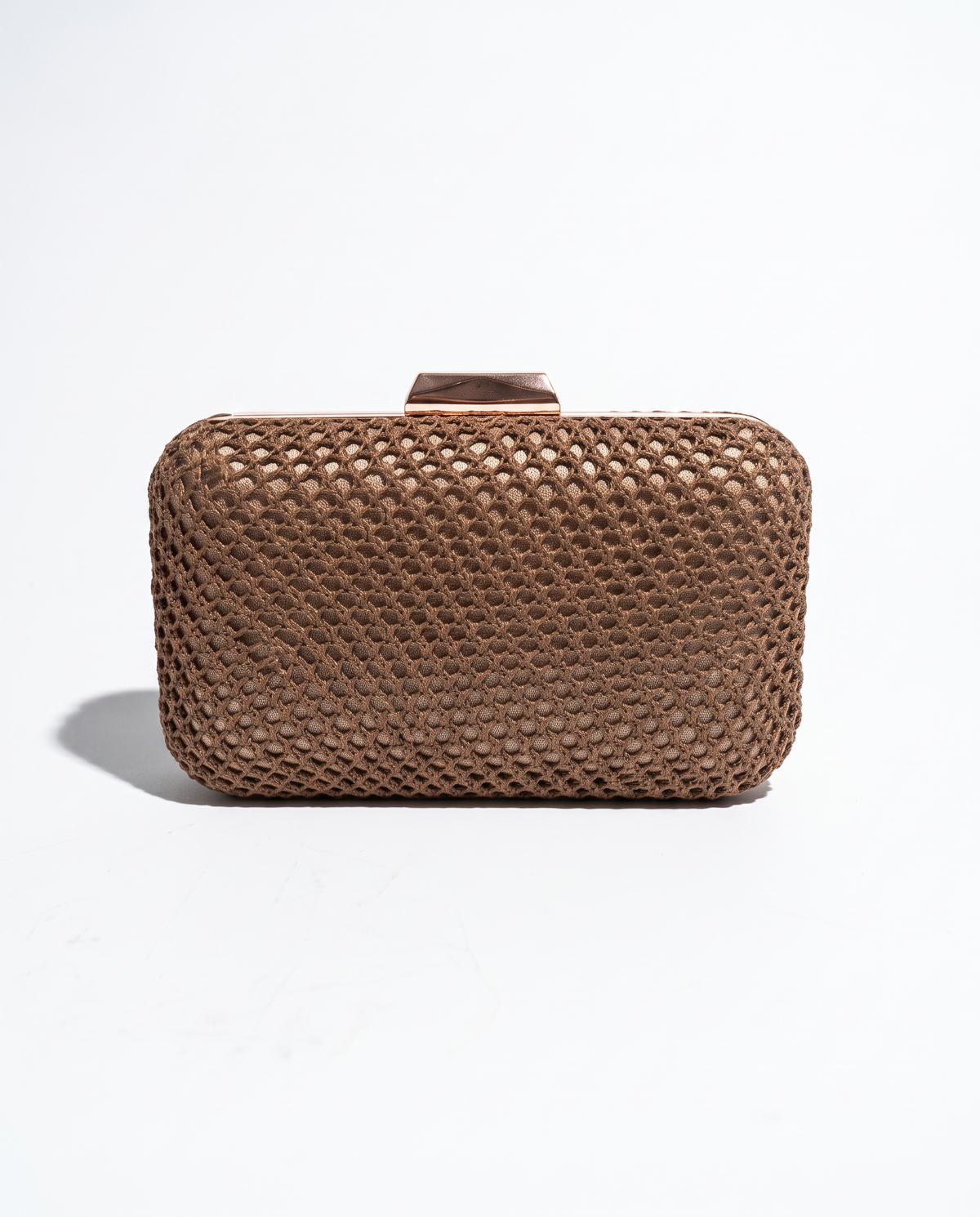 Pochette borsa donna rigida carta intrecciata +satin - Moro