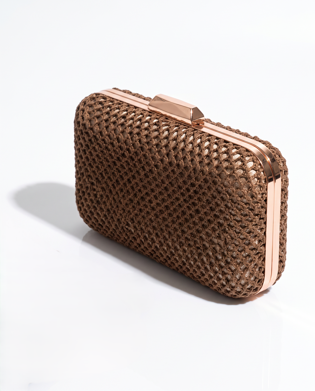 Pochette borsa donna rigida carta intrecciata +satin - Moro