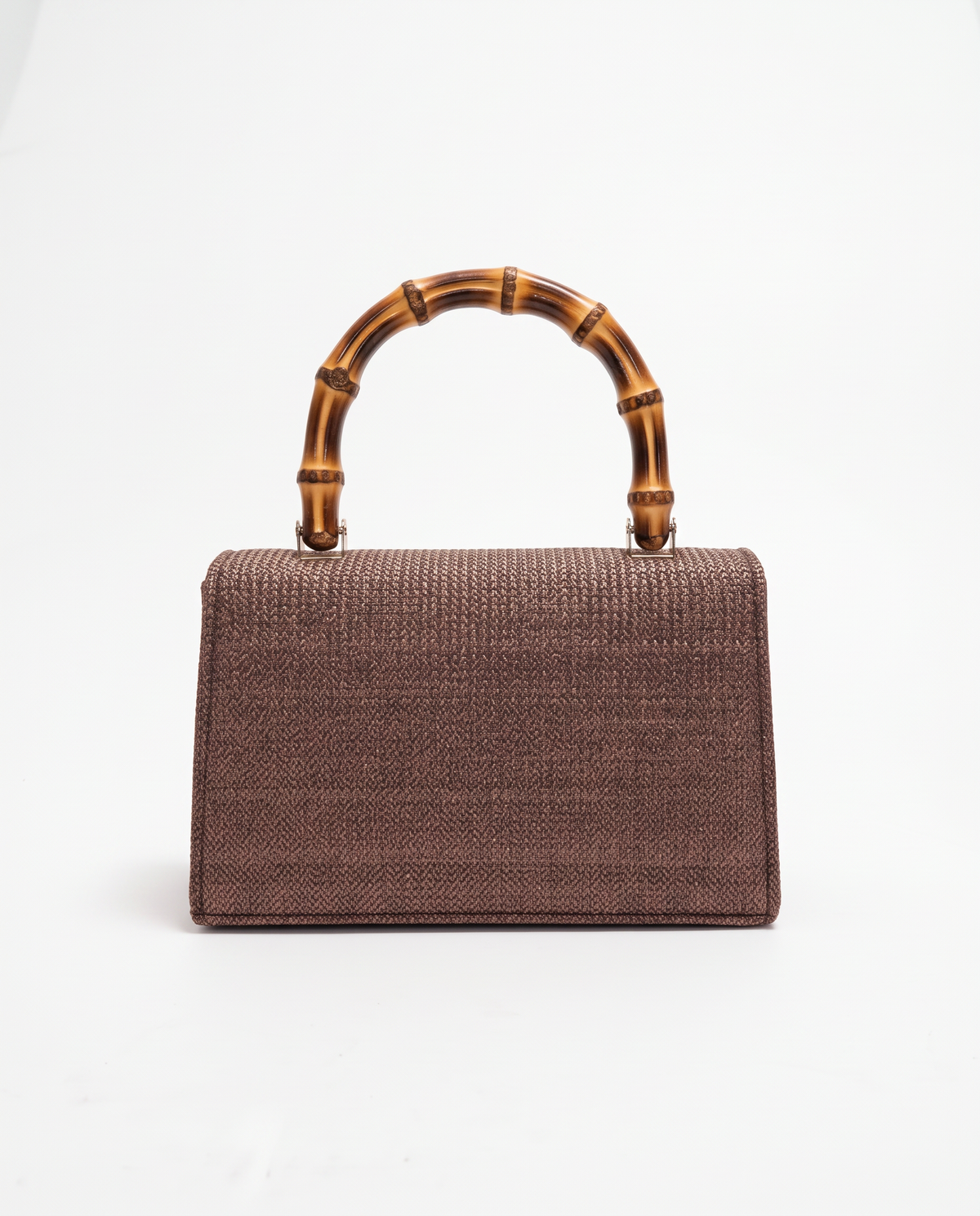 Borsa donna carta con patta manico bamboo - Moro