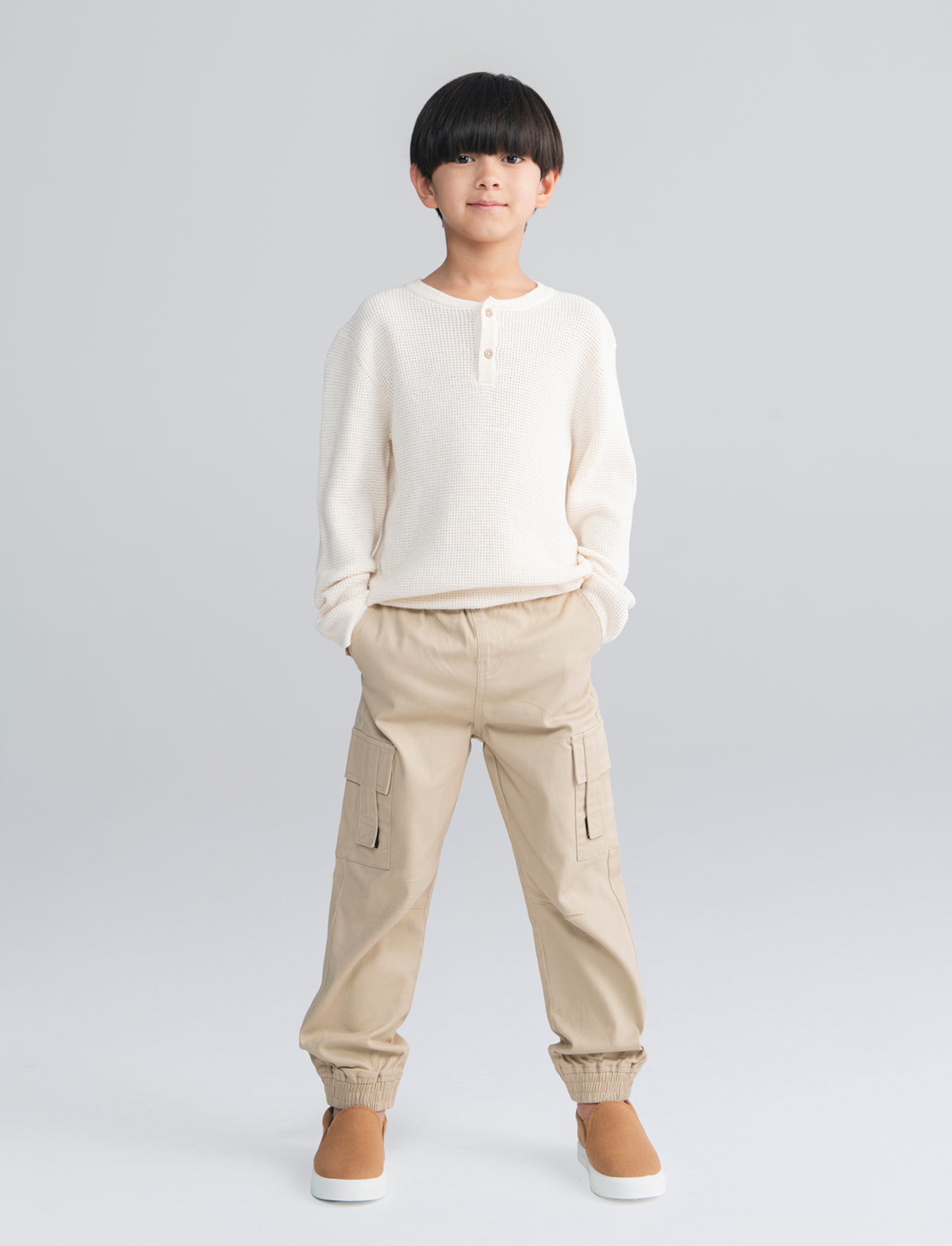 Jogger cargo in cotone con tasconi - Beige