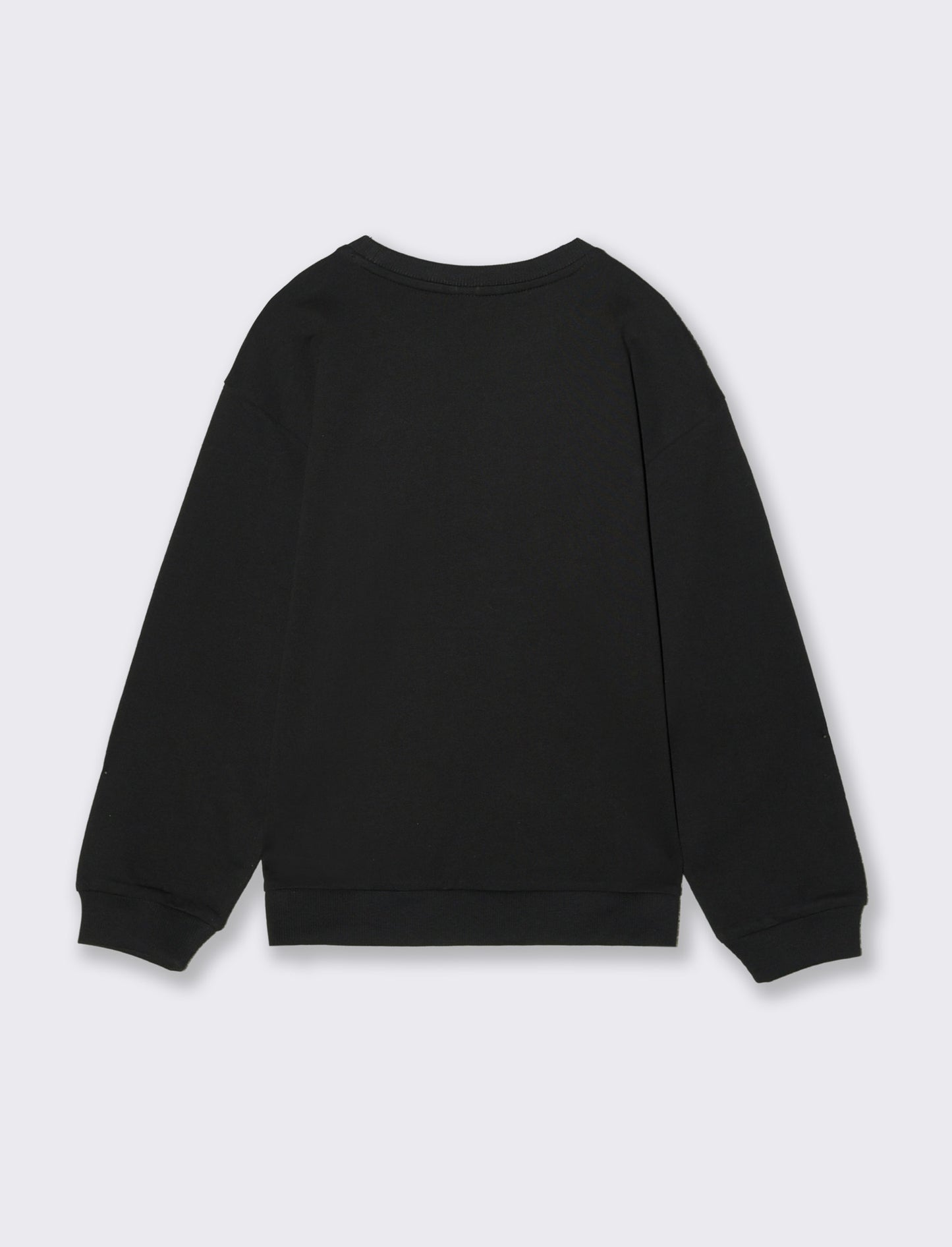 Felpa basic in cotone con stampa sportiva - Nero
