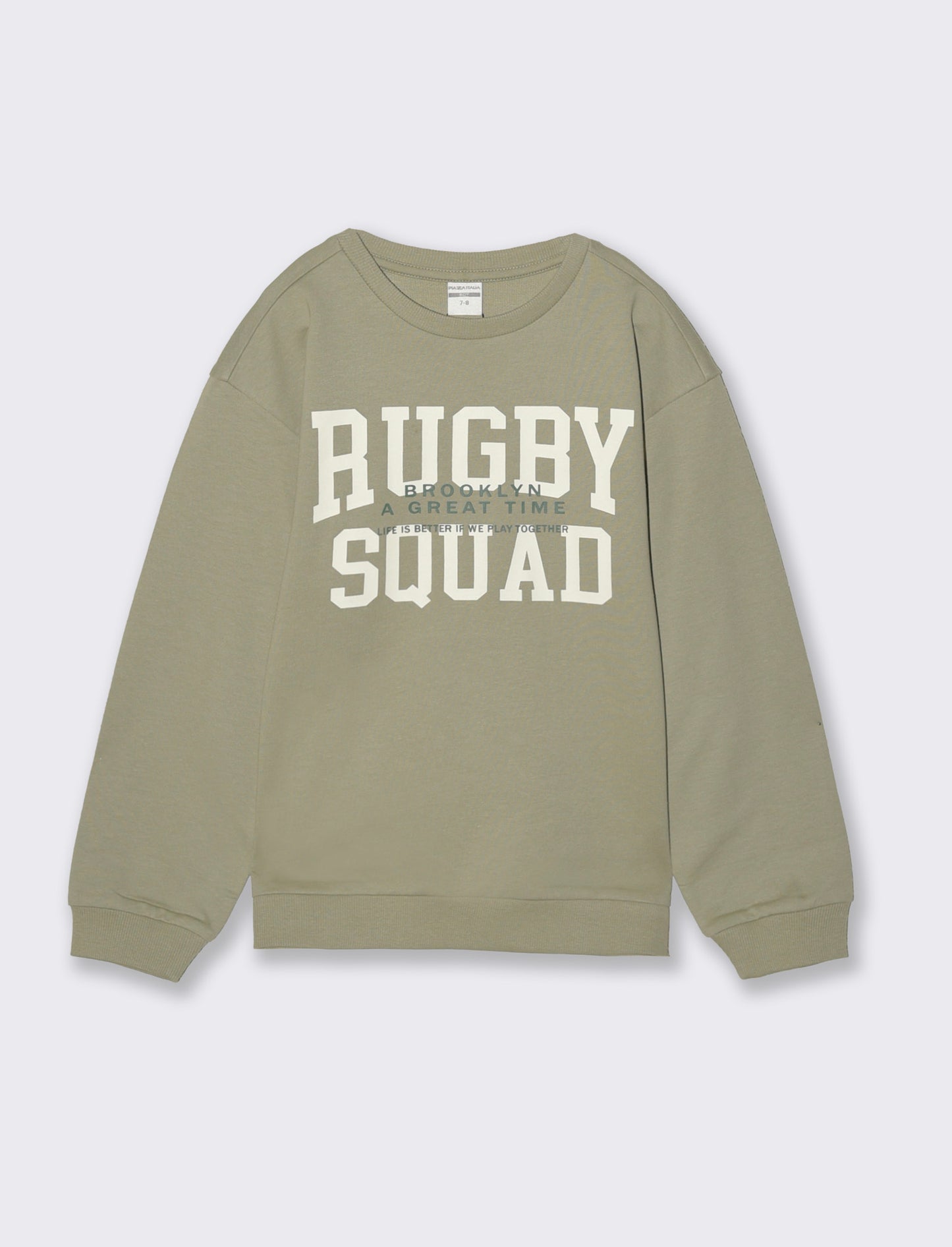 Basic cotton sweatshirt with sports print - Green