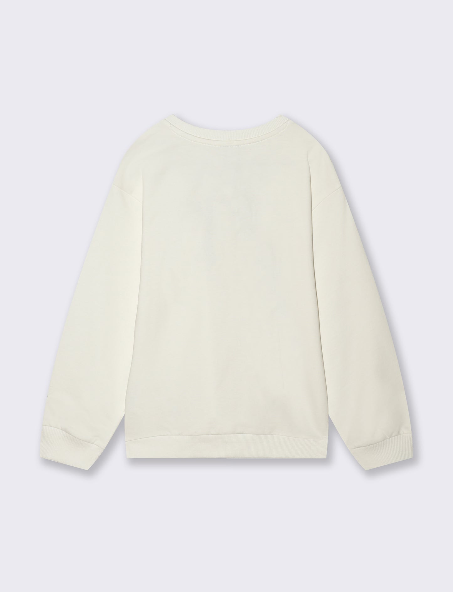 Felpa basic in cotone con stampa sportiva - Bianco latte