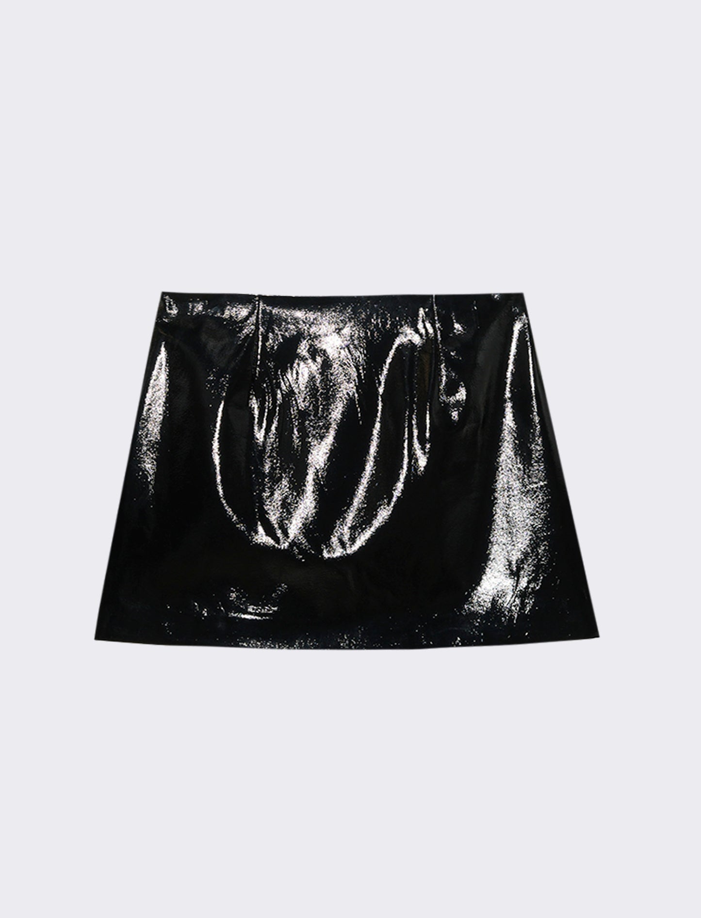 Gonna corta con taglio dritto, effetto pelle - Nero