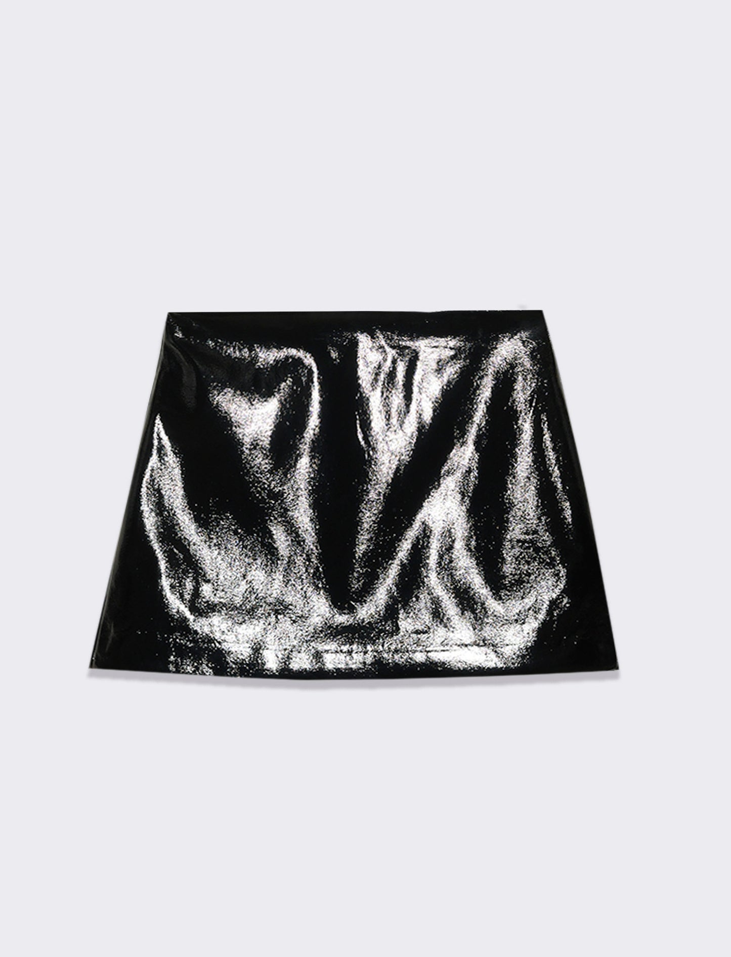 Gonna corta con taglio dritto, effetto pelle - Nero