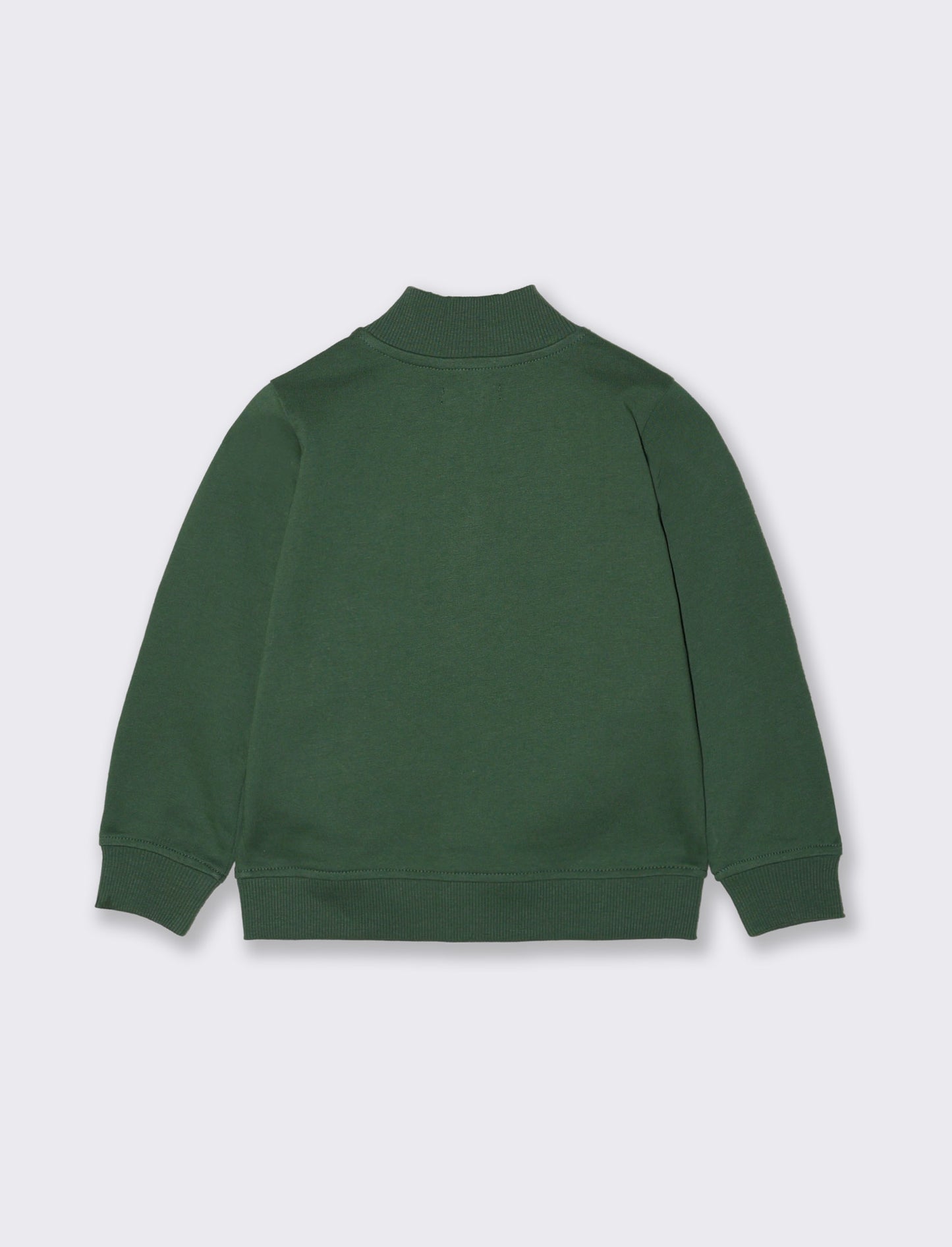 Felpa basica con zip e stampa petto - Verde abete