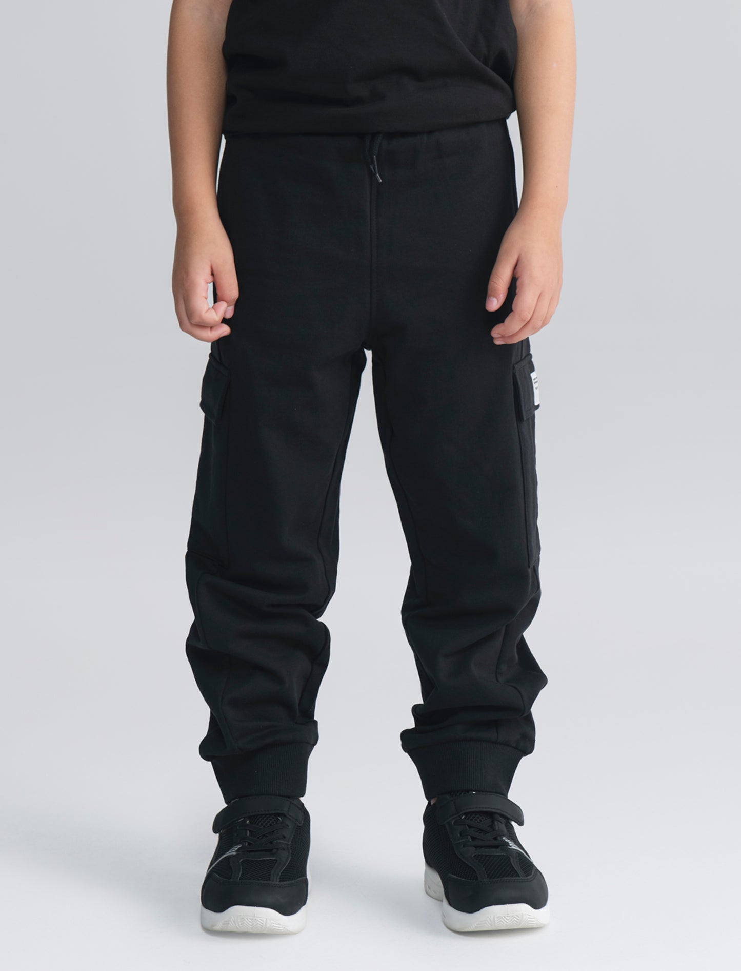 Cotton joggers with pockets and drawstring - Black