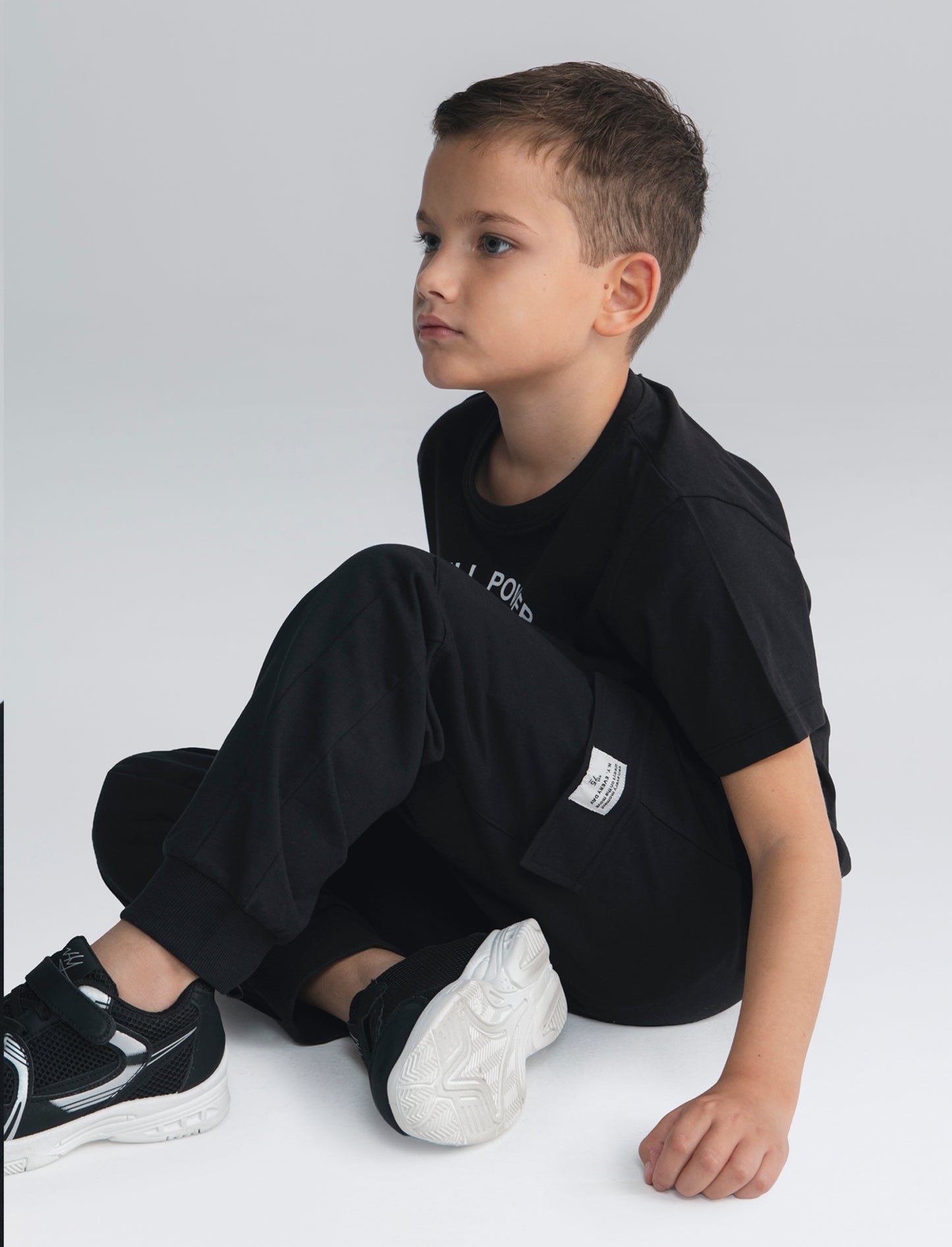 Cotton joggers with pockets and drawstring - Black