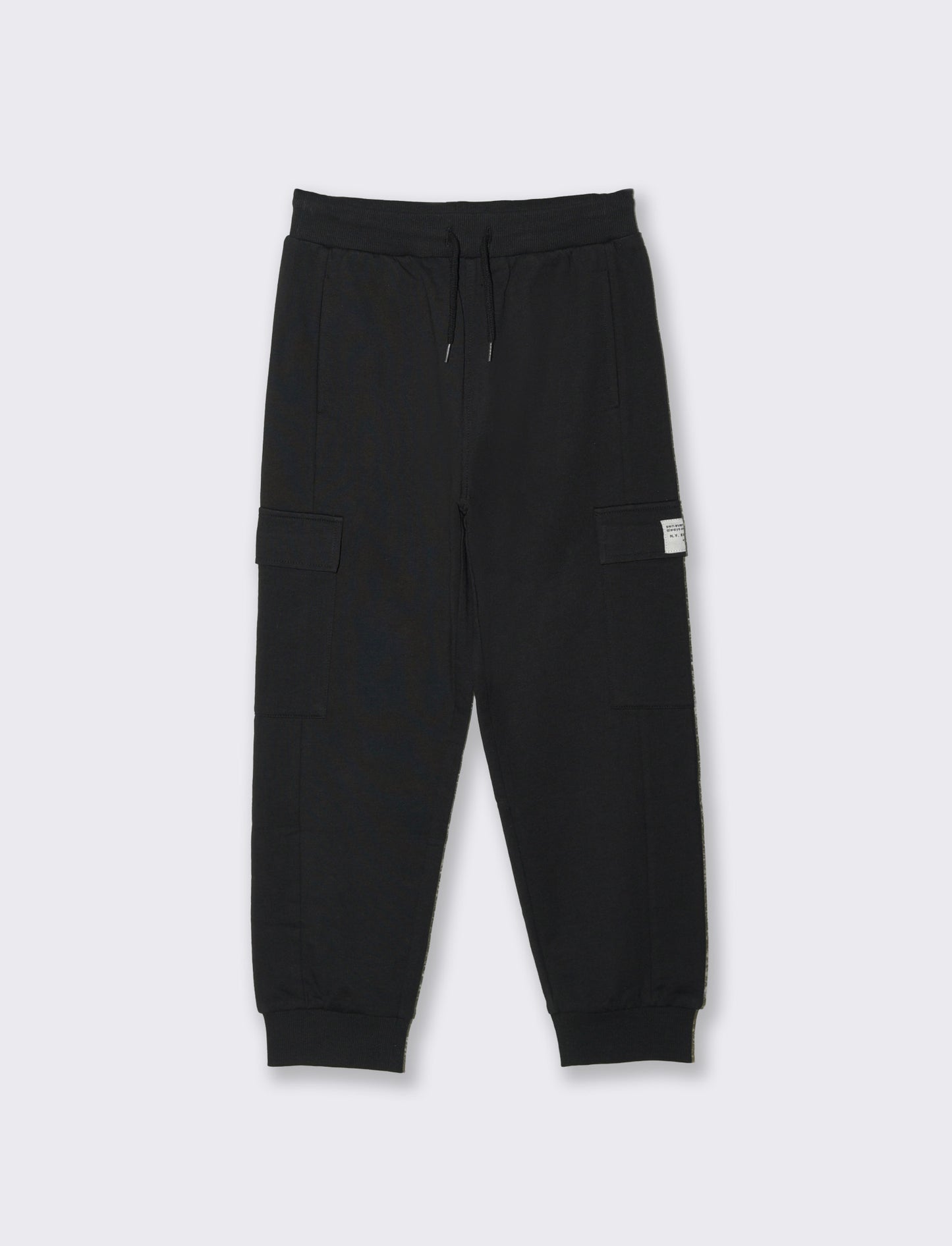 Cotton joggers with pockets and drawstring - Black
