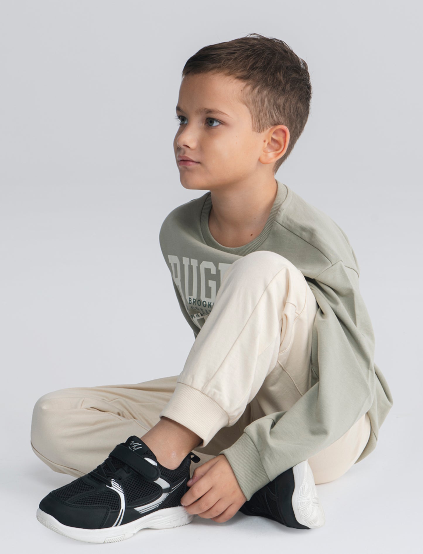 Cotton joggers with pockets and drawstring - Beige