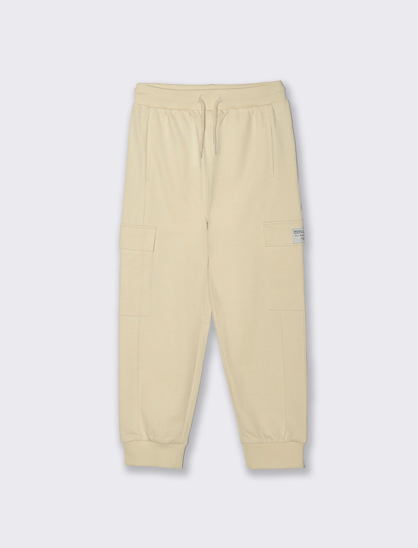 Cotton joggers with pockets and drawstring - Beige