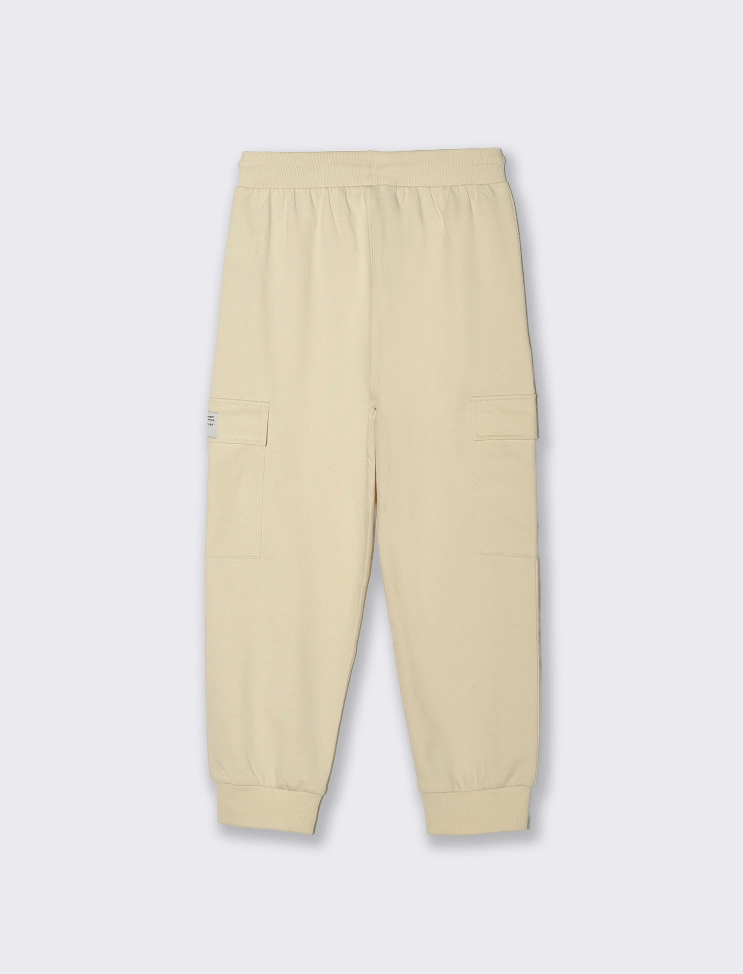 Cotton joggers with pockets and drawstring - Beige