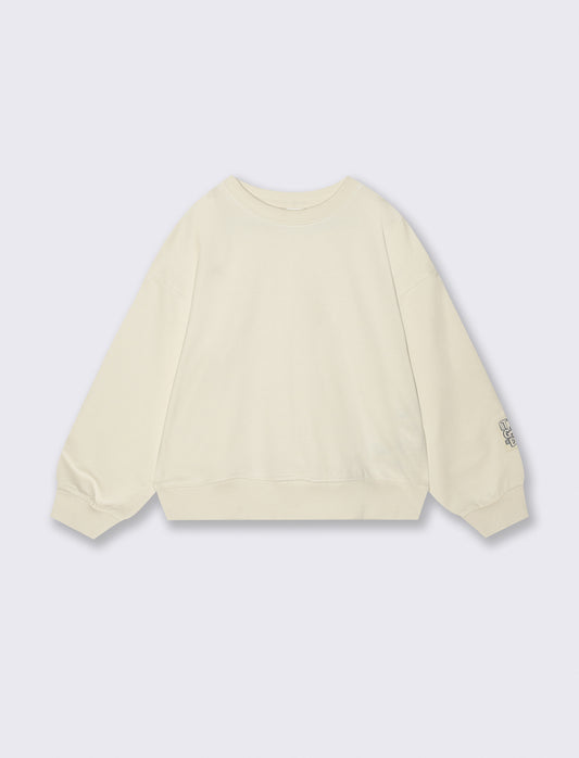 Felpa girocollo regular per bambina - Crema