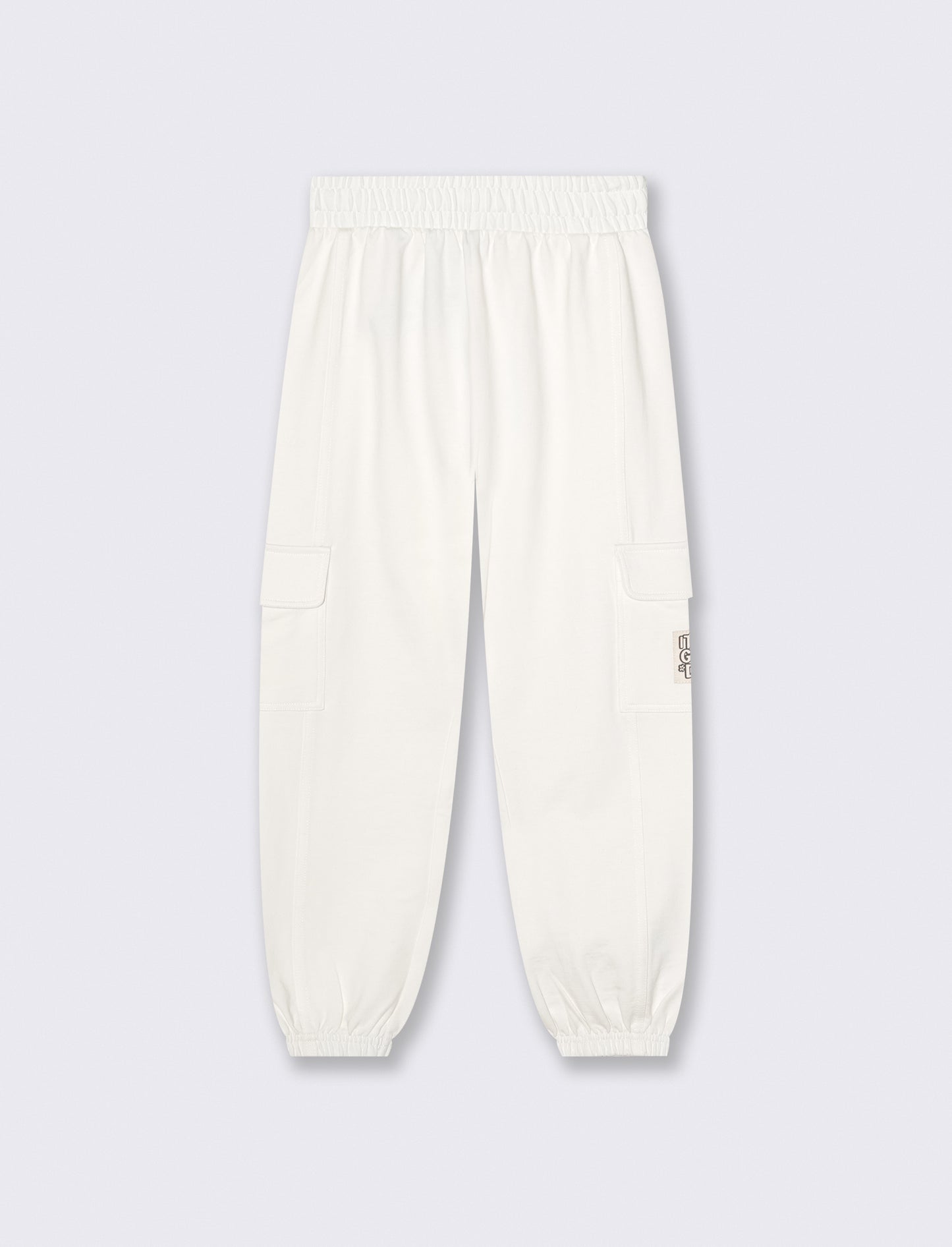 Pantalone in felpa da bambina con tasconi - Crema