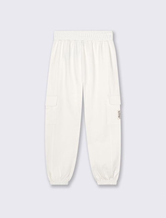 Girls' Sweatpants with Pockets - White
