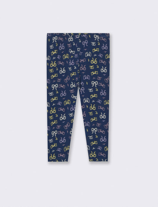 Elastic jersey printed leggings - Blue