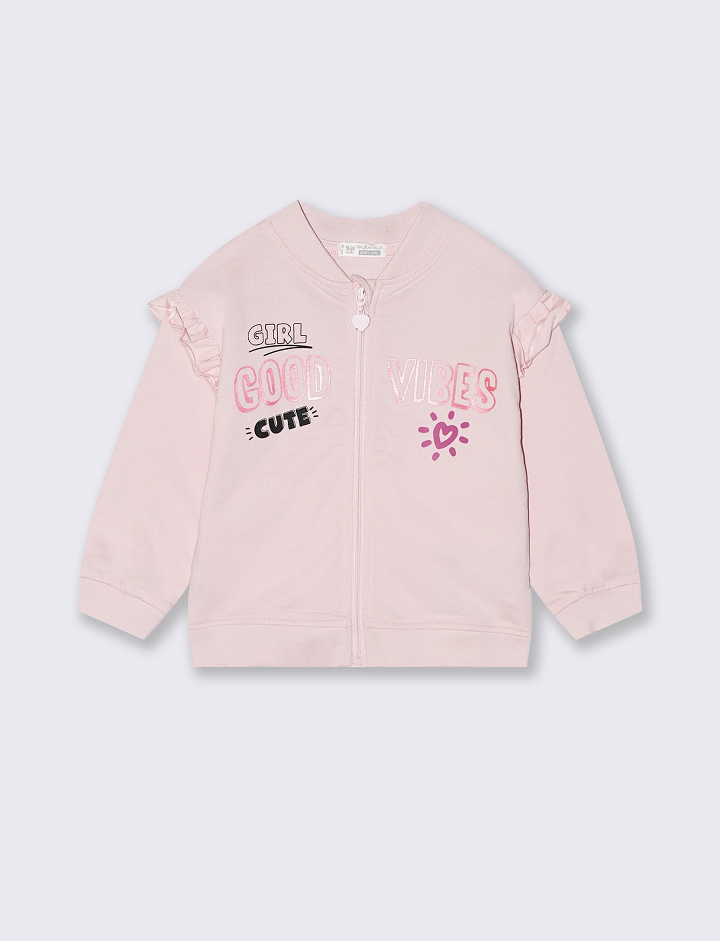 Zip-up sweatshirt with front pocket - Pink