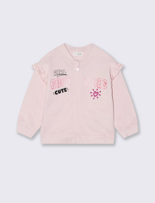 Felpa con zip e tasca frontale - Rosa