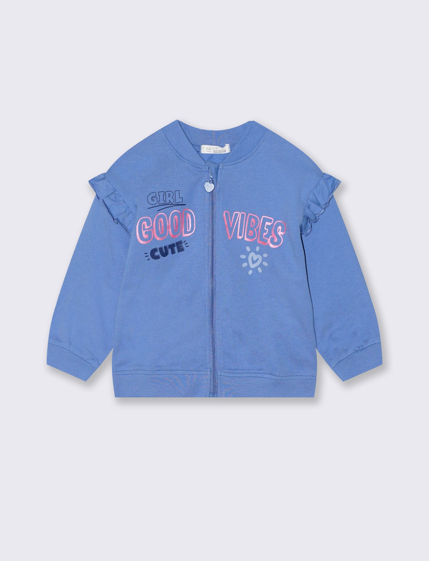 Zip-up sweatshirt with front pocket - Sky blue