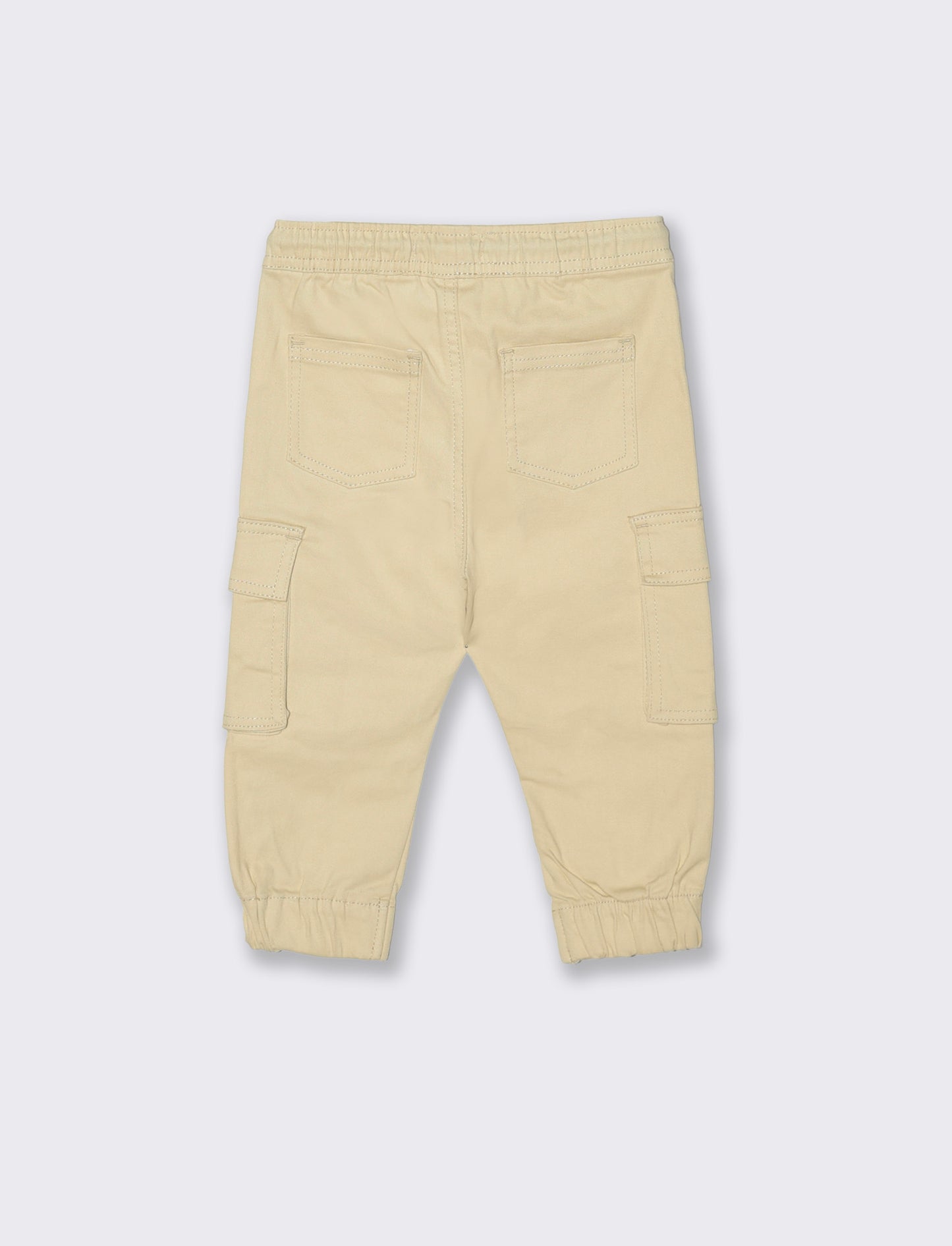 Pantaloni cargo con elastico e coulisse - Beige