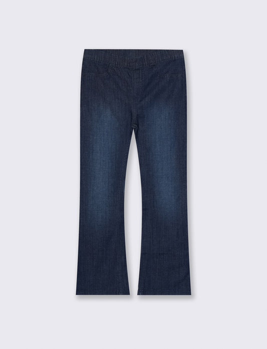Jeans flare da bambina in denim elastico - Denim