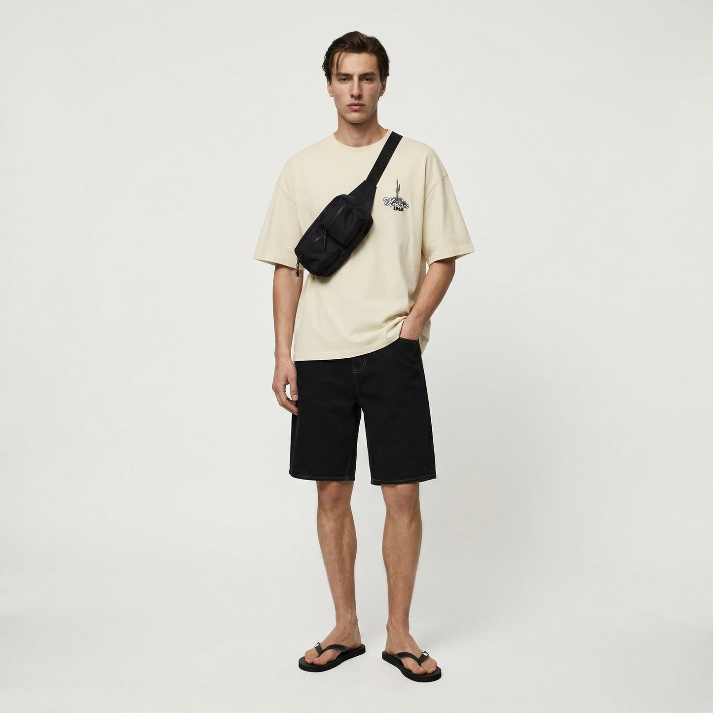 Bermuda Skater Fit Cotton with Belt - Black