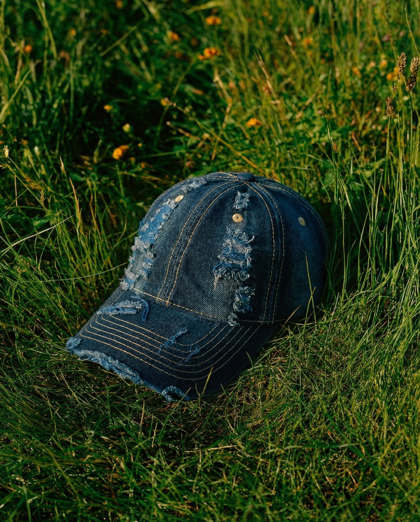 Baseball cap with colored fringes - Blue