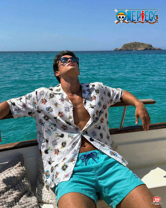 Camicia boxy fit stampa all over Onepiece - Bianco