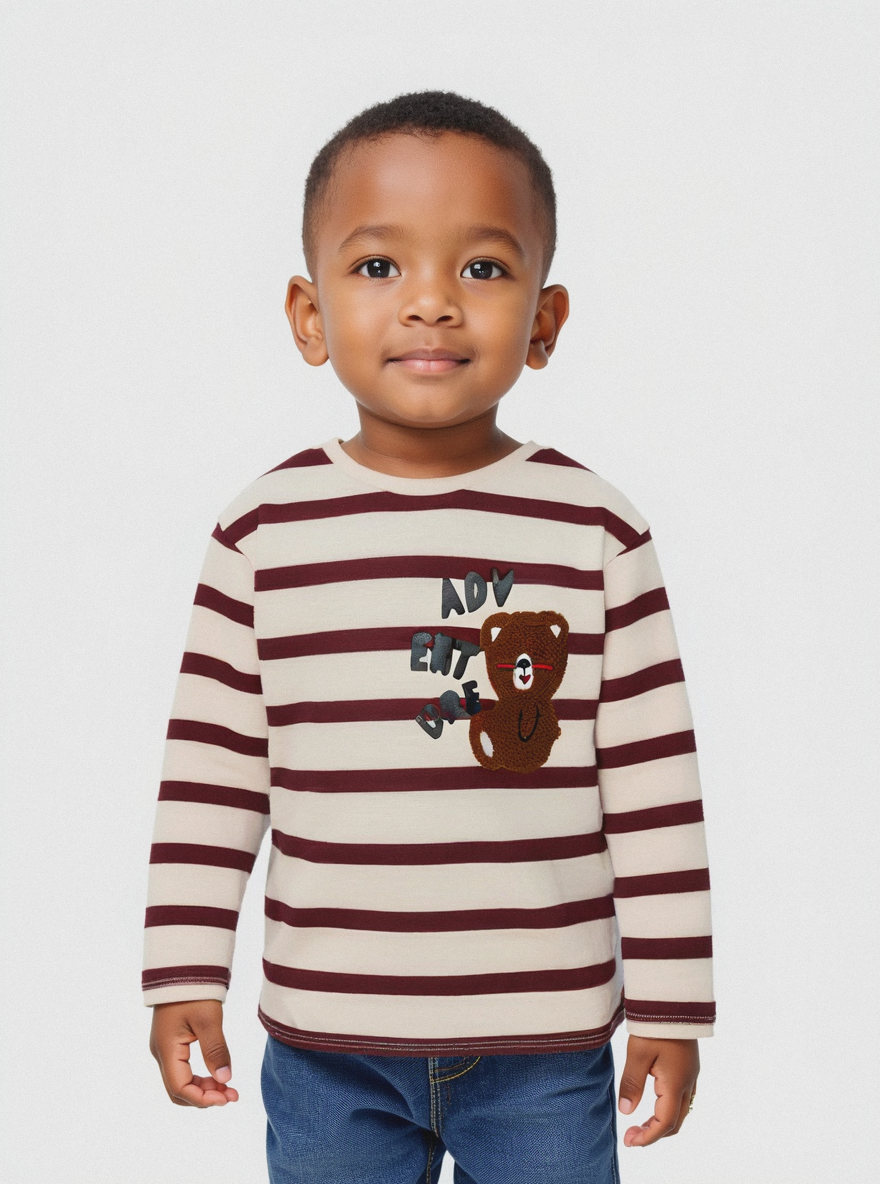 T shirt rigata con orsetto - Righe