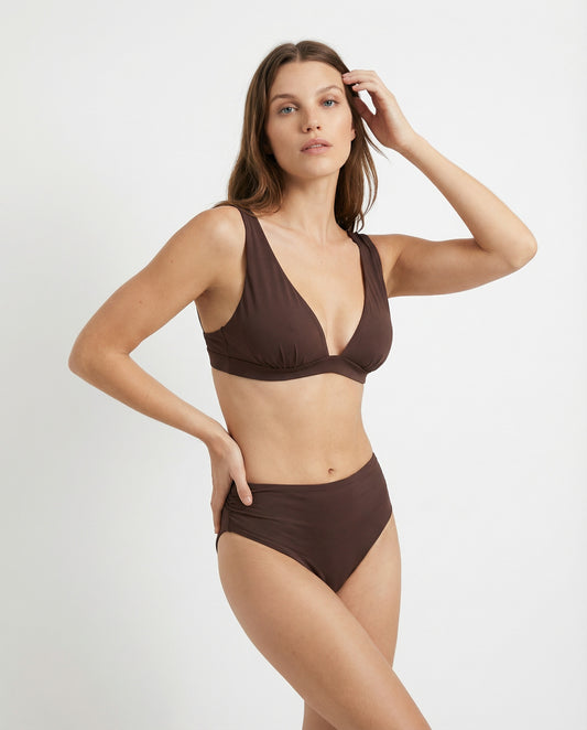 Side-pleated beach slip - Brown