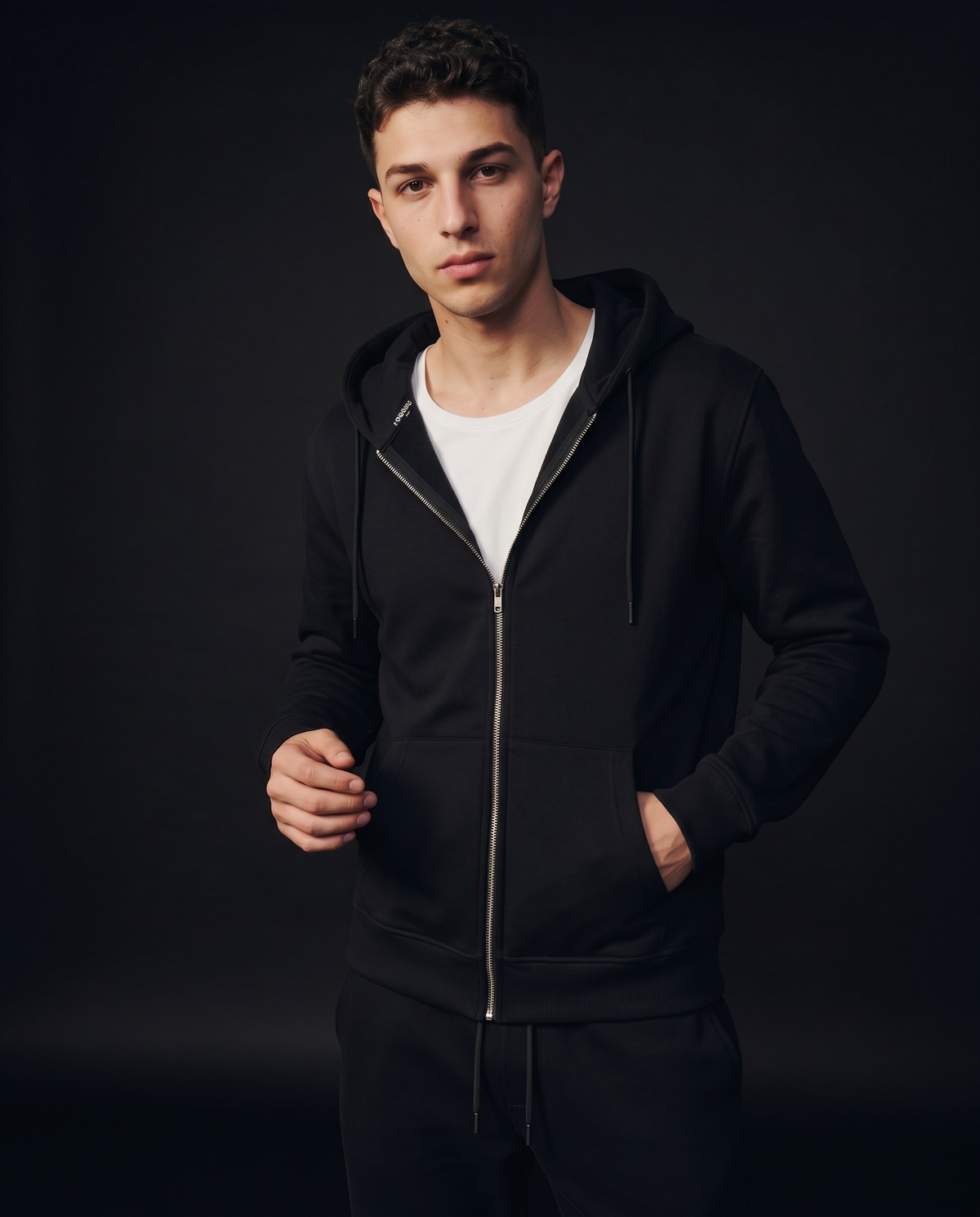 Basic zip-up hoodie - Blue