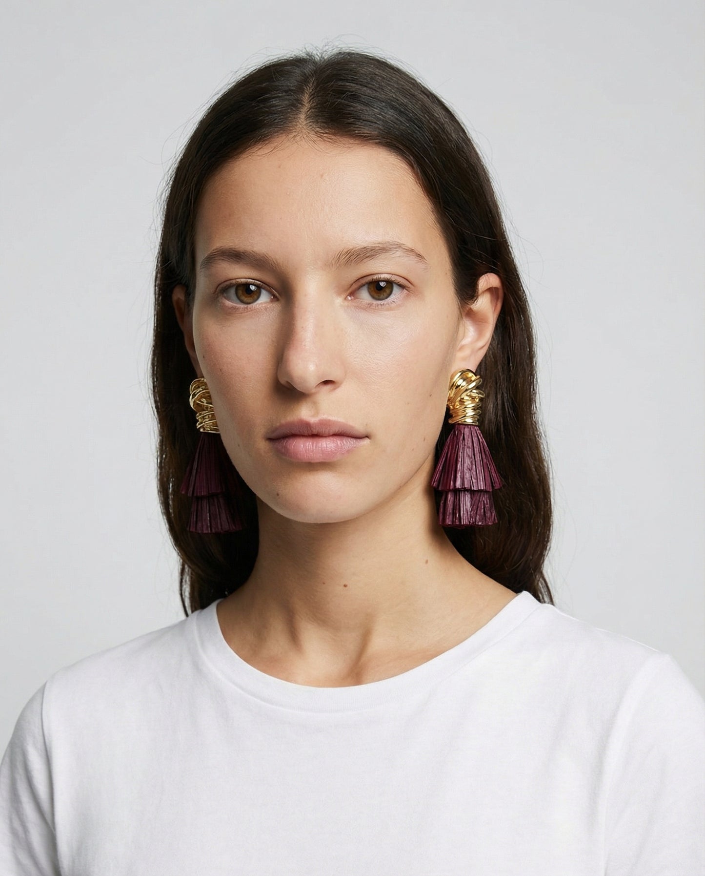 Raffia Knot Earrings for Women - Purple