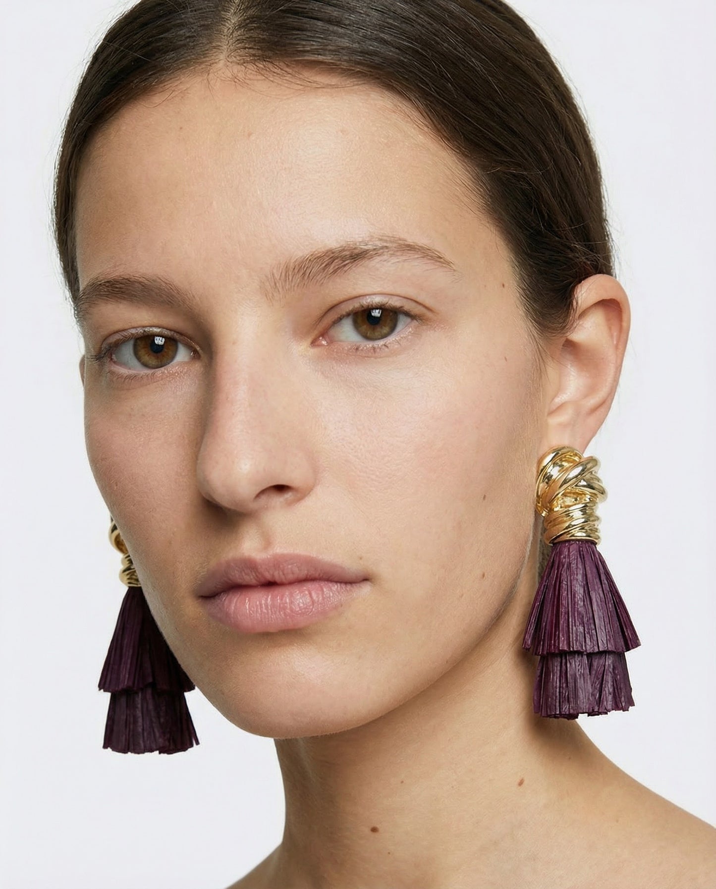 Raffia Knot Earrings for Women - Purple