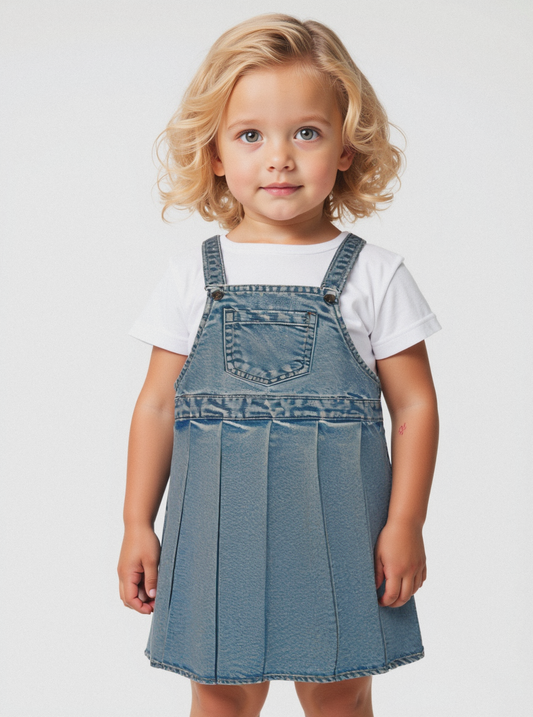 Salopette con gonna a pieghe - Denim