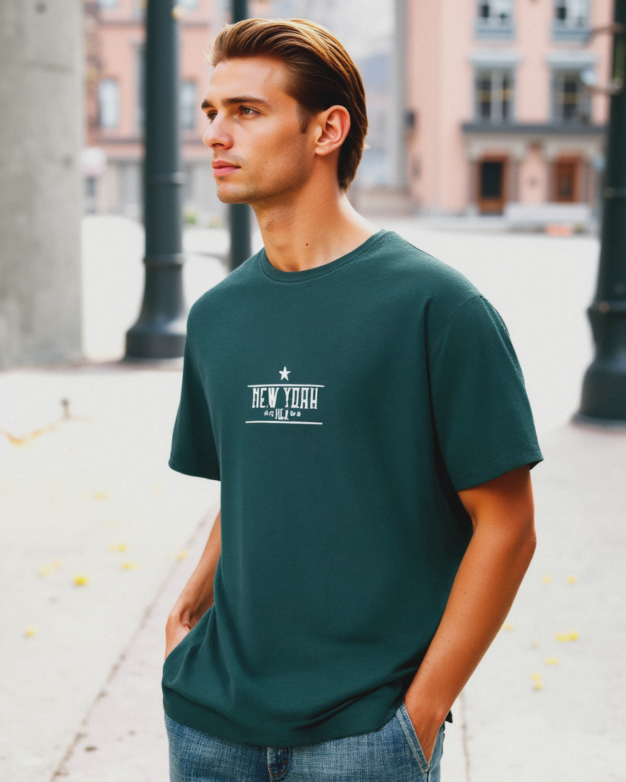 Cotton T-shirt with contrast print - Green