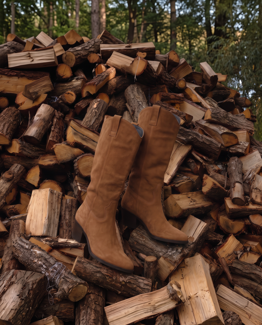 Brown microfiber cowboy boots - Brown