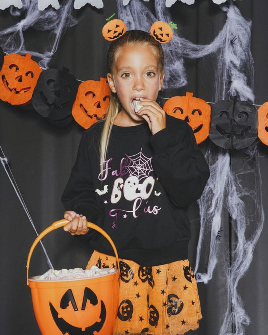 Felpa da bambina a tema Halloween - Nero