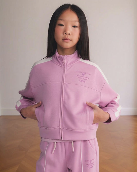 Felpa sportiva a manica lunga con zip - Rosa