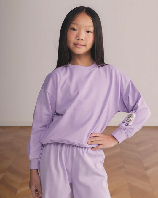 Felpa girocollo regular per bambina - Lilla